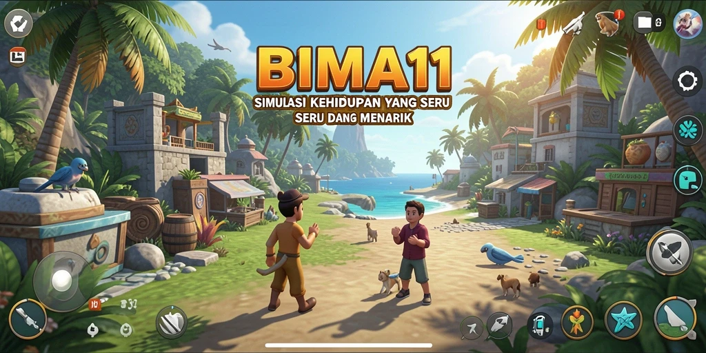 Screenshot utama BIMA11 yang menampilkan gameplay Simulation.