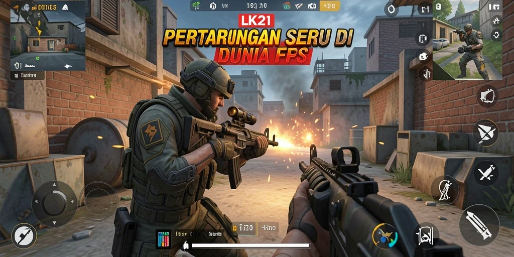 Tampilan gameplay LK21 yang mengasyikkan dalam pertempuran FPS.