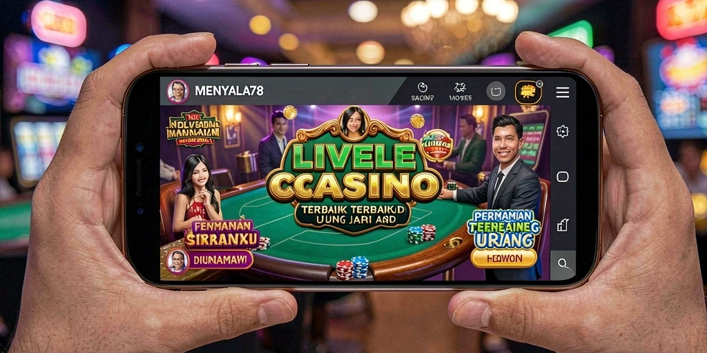 Tangkapan layar MENYALA78 menunjukkan dealer langsung dan suasana permainan Live Casino.