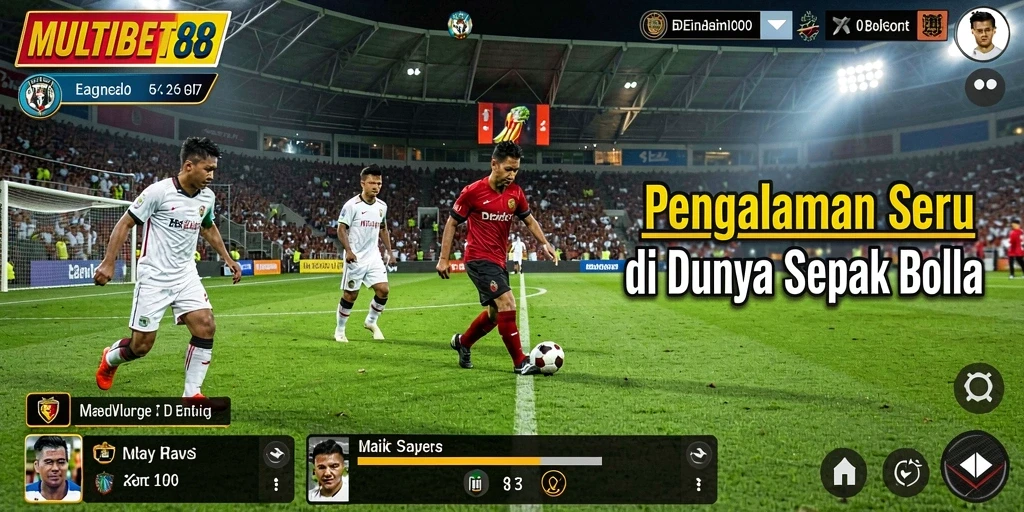 Screenshot gameplay MULTIBET88 dengan aksi sepak bola yang mendebarkan.