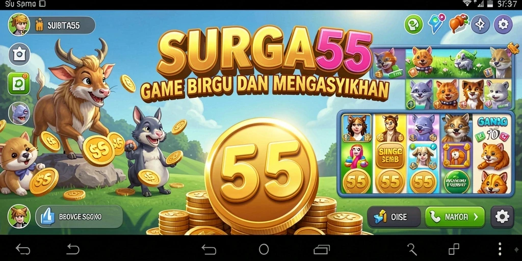 Tampilan gameplay SURGA55 yang menarik dan penuh warna.